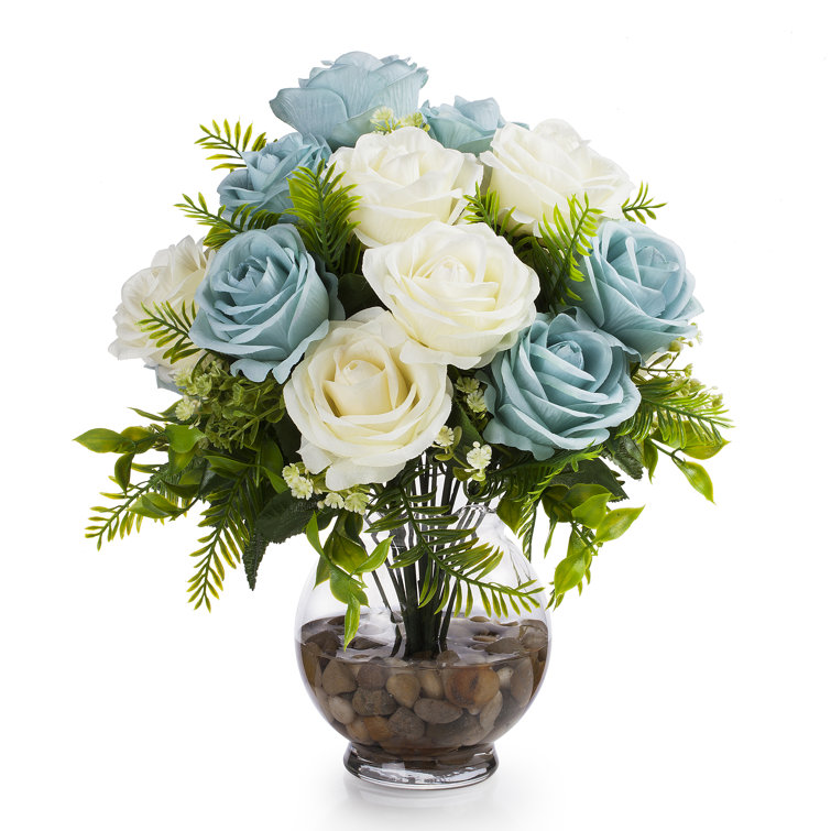 Rosdorf Park 18 Heads Silk Roses Floral Arrangements in Vase & Reviews